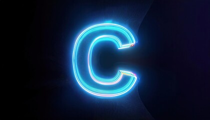 Naklejka premium A glowing, neon letter 