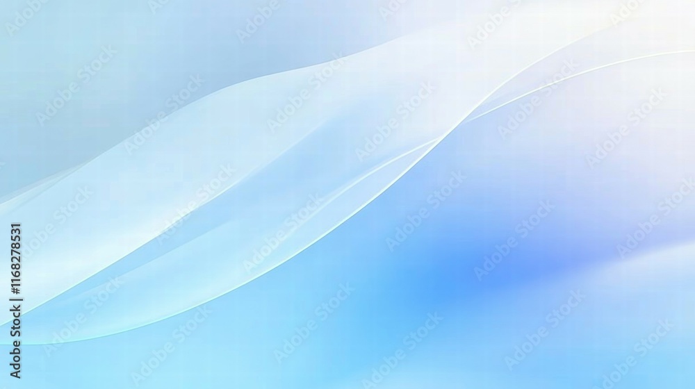 Poster Abstract light blue and white wave pattern creating a serene and modern background.