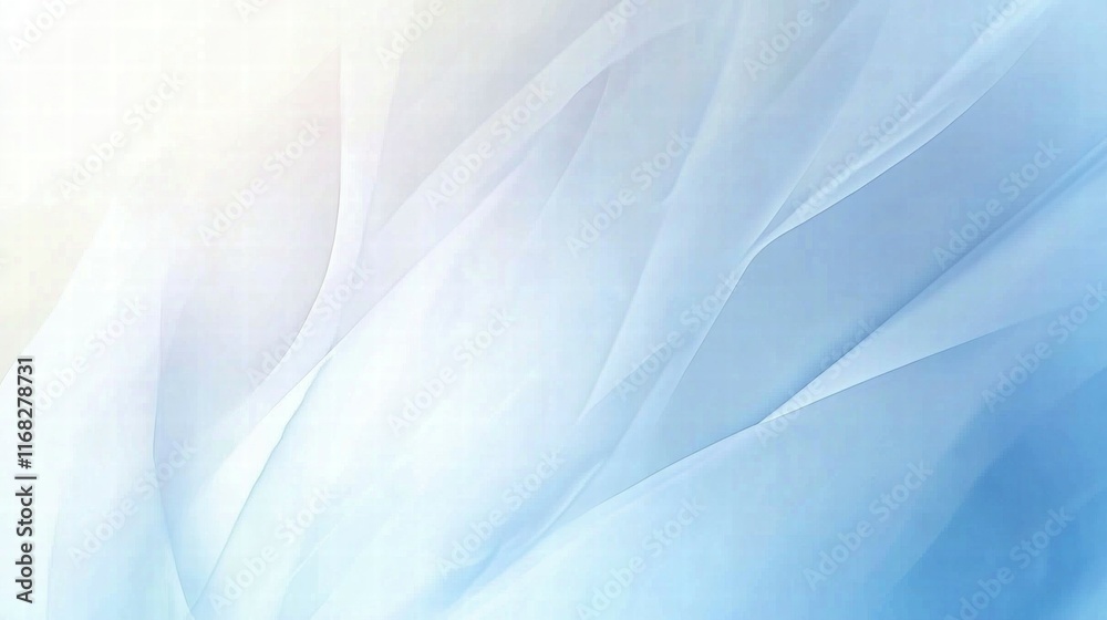 Poster a soft, abstract background with flowing layers of light blue and white hues.