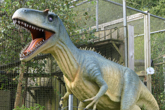 Plastic Dinosaur Mannequin at Tropical World at Alcorn&rsquo;s Flower and Garden Centre County Donegal Ireland 24-08-24