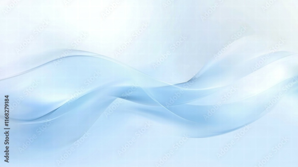 Poster soft blue abstract waves create a calming, modern background.