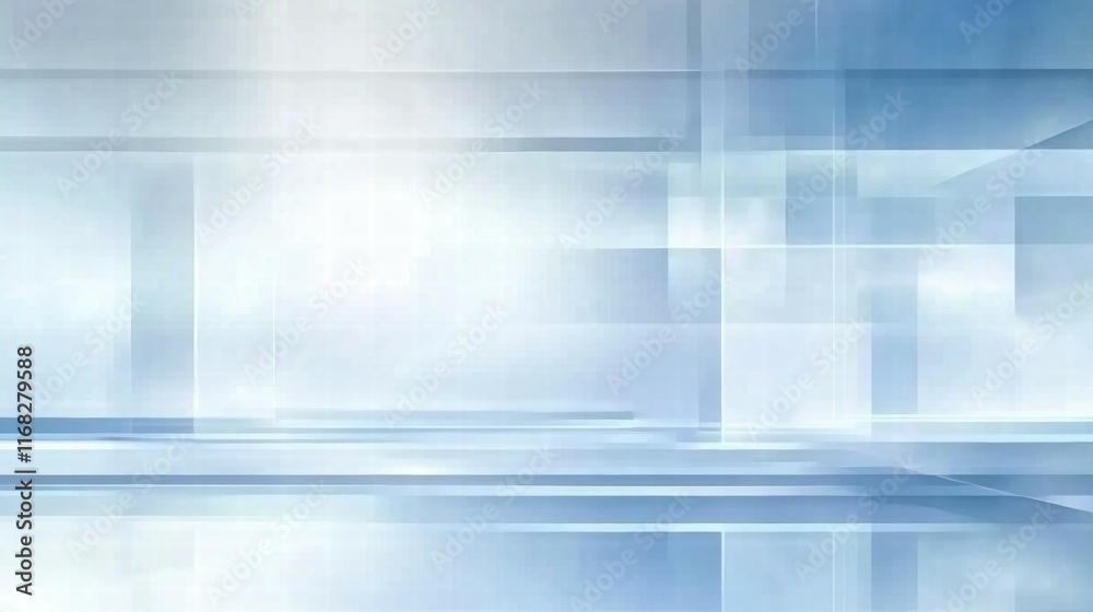 Poster abstract blue and white geometric background with soft gradients and light effects.