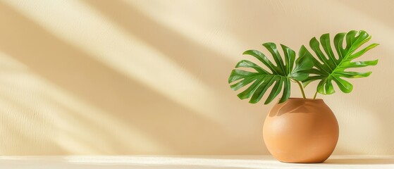 Modern clay pot with plant. Indoor plant for house decoration.
