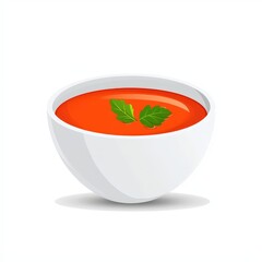 a bowl of creamy tomato soup, comfort food, minimalist style, warm red tones, isolated on white background