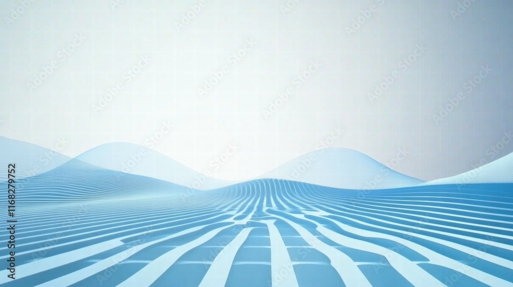 Aufkleber a serene abstract landscape with gentle waves and a soft blue gradient.