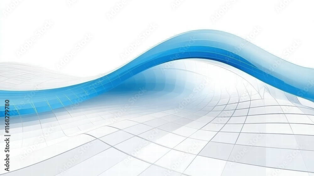 Poster Abstract wave design with smooth curves and grid background, ideal for modern graphics.