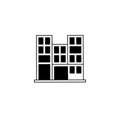 Vector illustration of office building icon in minimalist and modern style.