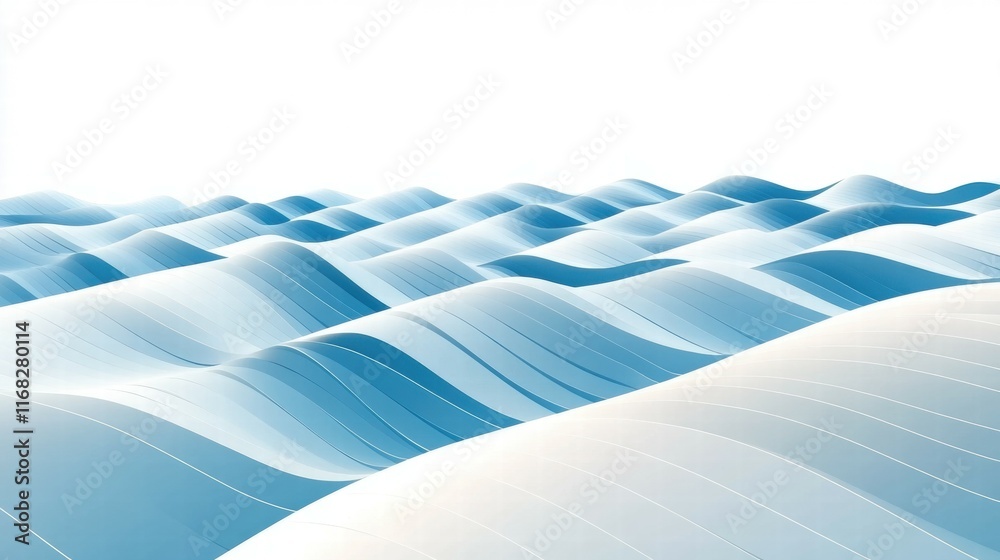 Poster abstract wave pattern in shades of blue, suggesting fluidity and calmness.