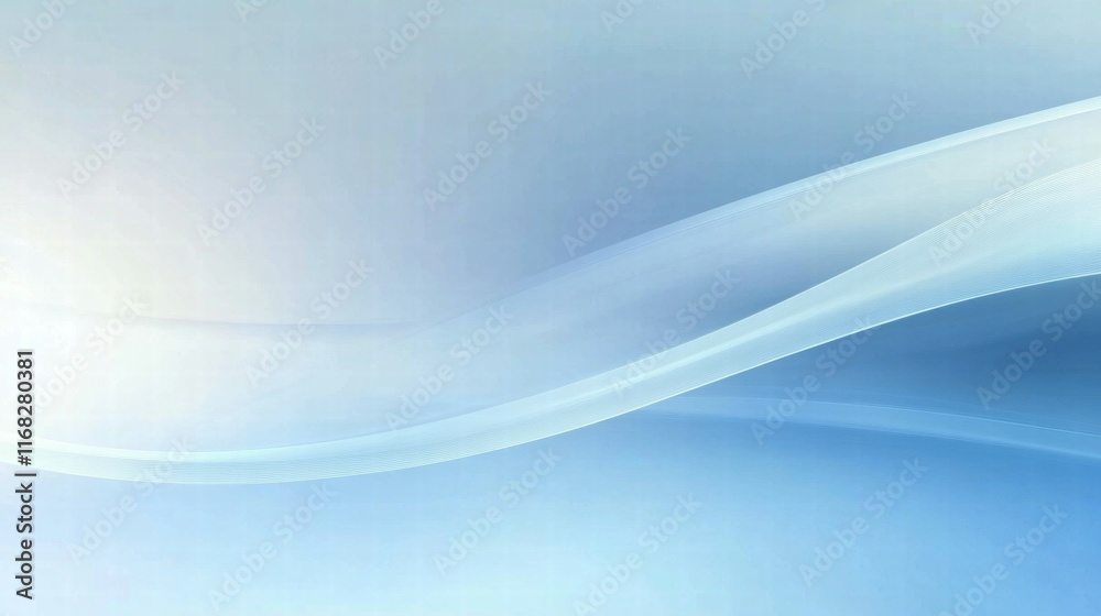 Poster a smooth, flowing abstract design in soft blue hues, ideal for backgrounds or digital use.