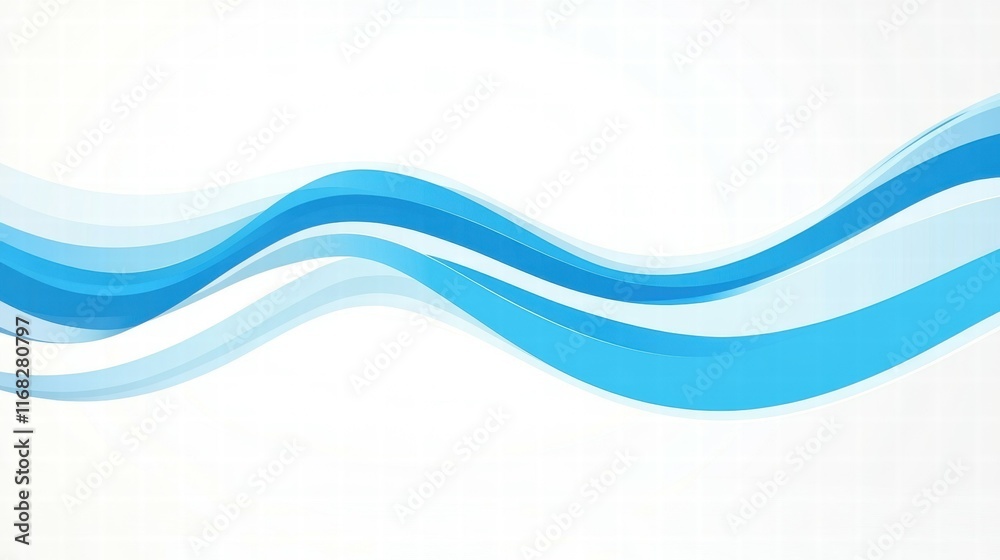 Poster abstract blue waves on a light background, creating a soothing and modern design.