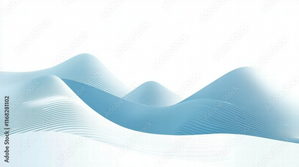 Poster abstract blue waves create a serene and modern visual landscape.