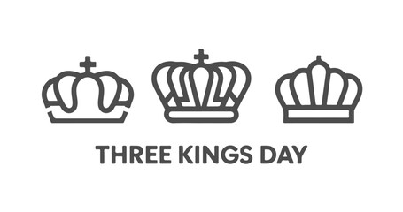 A stylized golden crown symbol representing the celebration of Three Kings Day