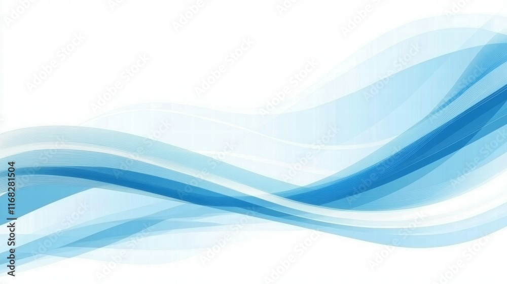 Poster Abstract blue wave design with smooth gradients for backgrounds or graphic elements.