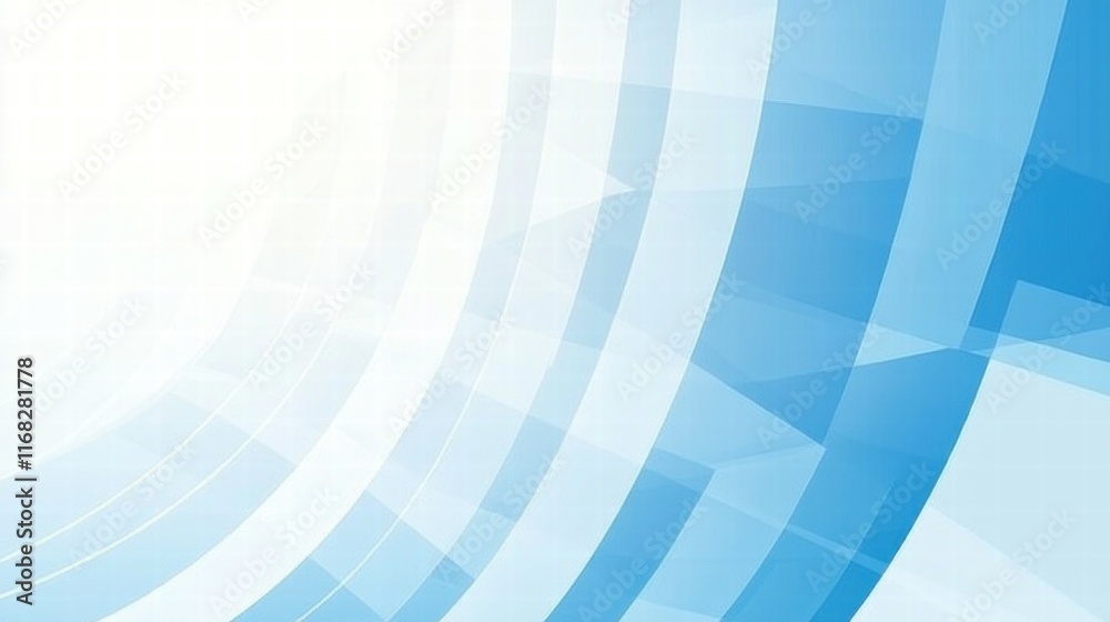 Aufkleber Abstract blue and white geometric background with smooth curves and gradients.
