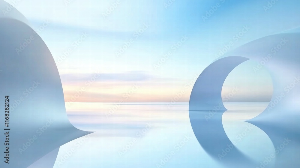Aufkleber a serene abstract landscape featuring smooth curves and soft colors reflecting tranquility.
