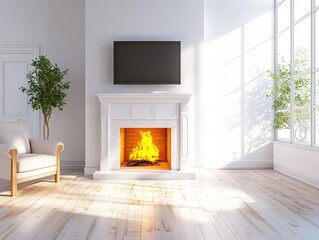 Elegant Room with Large Blank Wall Frame