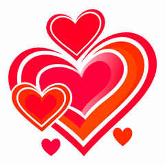 Colorful Hearts and Happy Valentines Day! Design line art icon sign silhouette vector illustration on white background