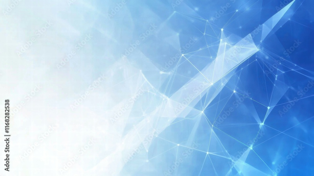 Poster Abstract blue geometric background with light effects and connected lines.