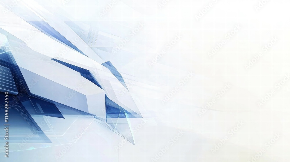 Poster abstract graphic design featuring geometric shapes and a light color palette.