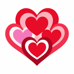 Colorful Hearts and Happy Valentines Day! Design line art icon sign silhouette vector illustration on white background