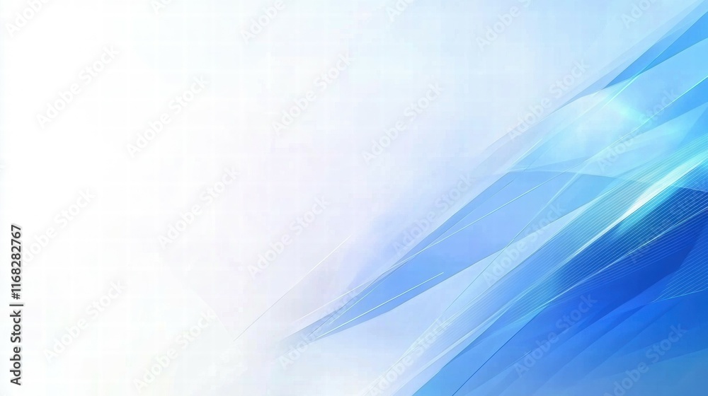 Poster Abstract blue and white background with dynamic lines and gradients.