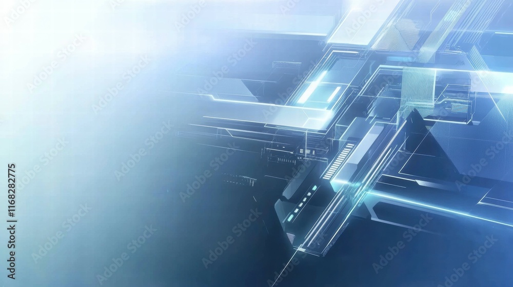 Aufkleber abstract digital design with geometric shapes and light effects.