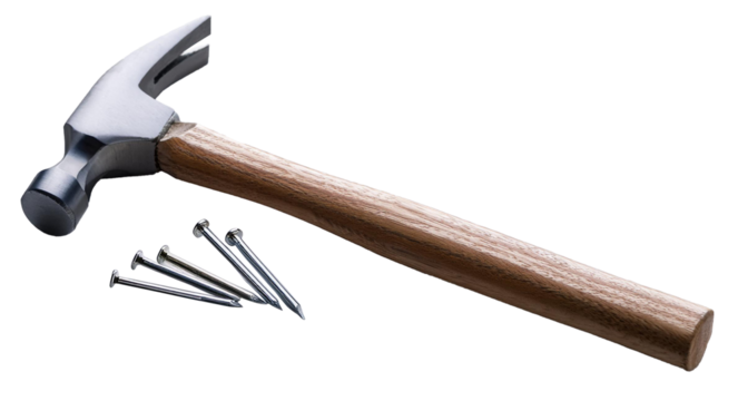 hammer and nails isolated on white background