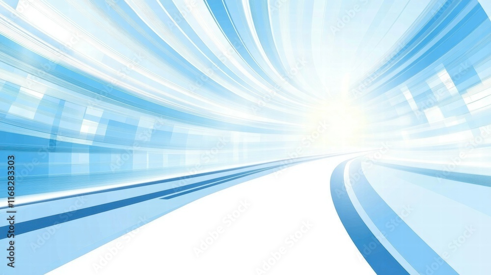 Poster Abstract blue and white background with dynamic lines and light effects.
