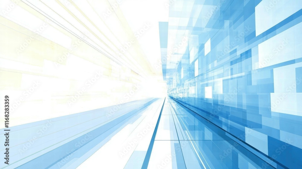 Aufkleber abstract blue and white geometric background with a sense of depth and motion.