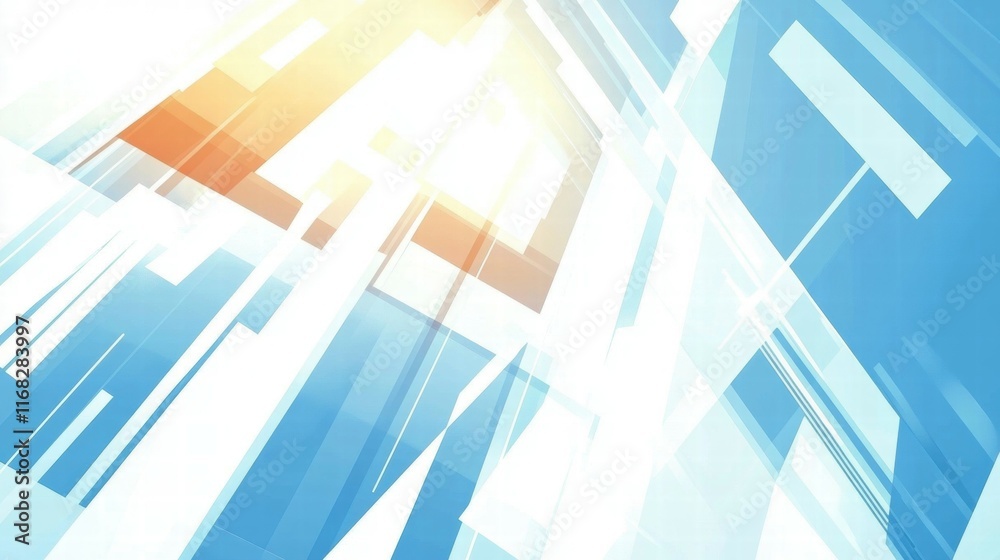 Poster abstract design featuring bright colors and geometric shapes, suggesting modernity and dynamism.