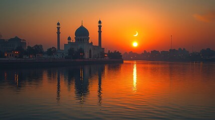Naklejka premium Majestic Mosque at Sunrise