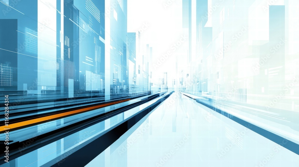 Aufkleber abstract digital cityscape with futuristic elements and light effects.