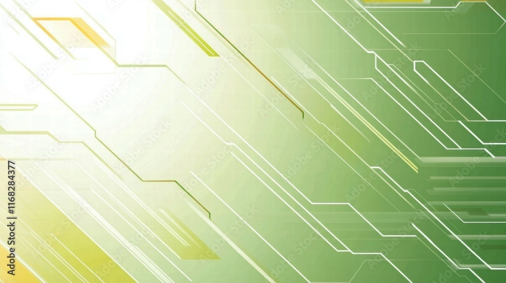 Aufkleber Abstract green and yellow geometric pattern with lines and shapes for digital design.