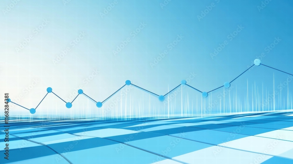 Poster a blue-themed graph illustrating upward trends and data analysis.