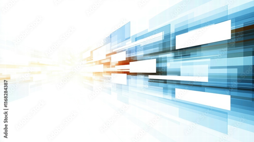 Aufkleber Abstract digital background with blue and orange lines creating a sense of motion and depth.