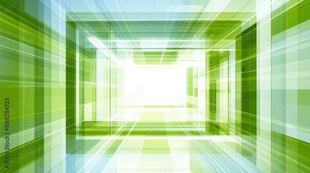 Aufkleber Abstract green and blue geometric shapes creating a sense of depth and movement.