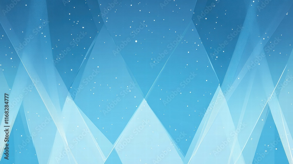 Aufkleber a serene blue geometric background with light effects and subtle star-like elements.