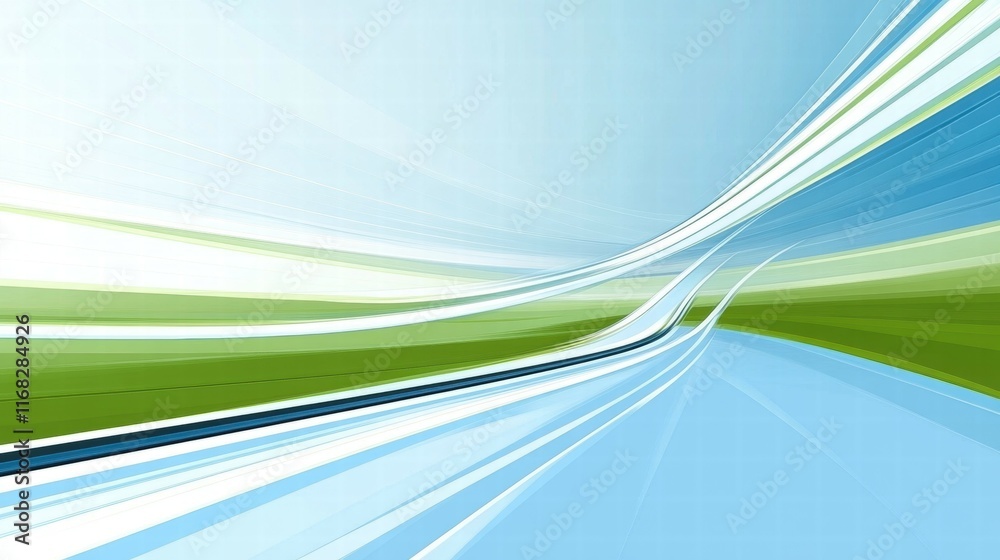Aufkleber abstract design with flowing lines and gradients in blue and green hues.