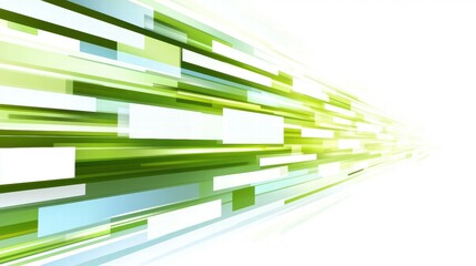 Abstract graphic design featuring dynamic green and blue lines suggesting motion and energy.