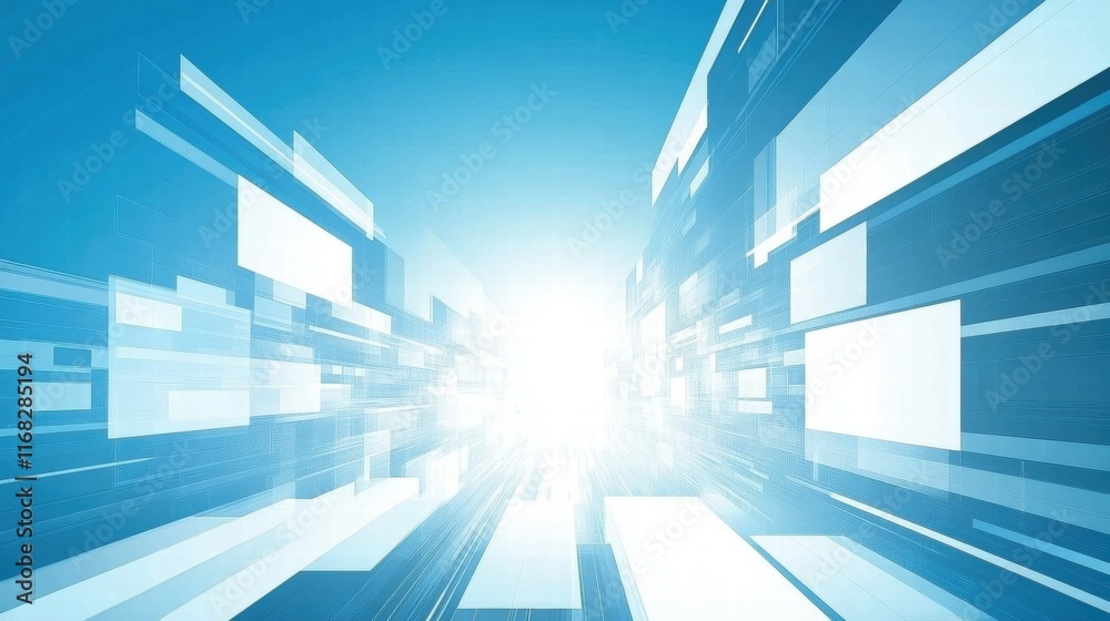 Aufkleber abstract digital background with light beams and geometric shapes.