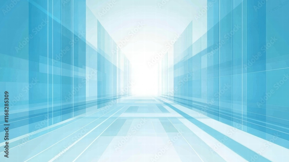 Poster abstract blue geometric background with a sense of depth and perspective.
