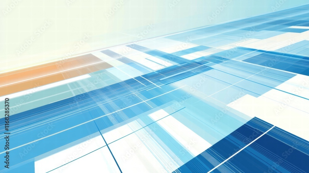 Aufkleber abstract geometric design featuring blue tones and linear patterns.