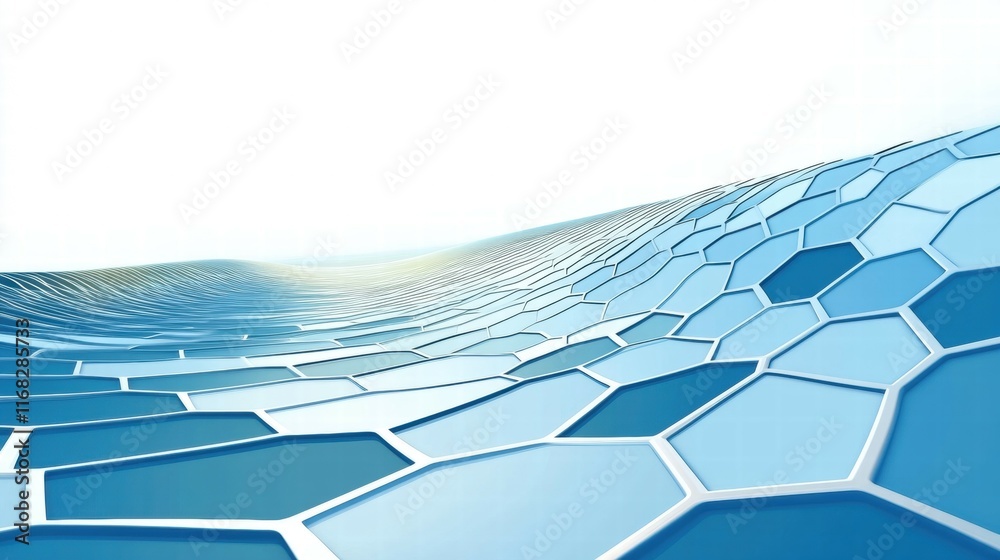 Aufkleber abstract blue hexagonal pattern creating a wave-like effect, suggesting fluidity and modern design.