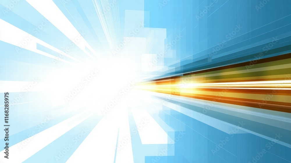 Aufkleber a dynamic abstract design featuring light rays and vibrant colors suggesting speed and movement.