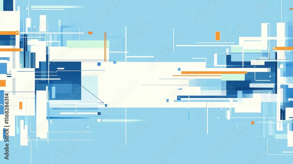 Poster abstract digital design featuring geometric shapes and cool colors for modern visuals.
