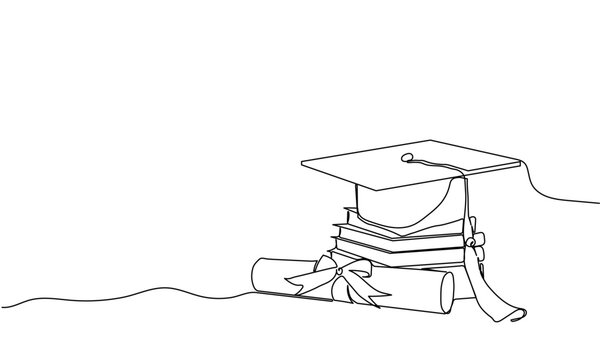 recommend clip art:   Graduation Cap Books and Diploma One Line Art Drawing vector illustration