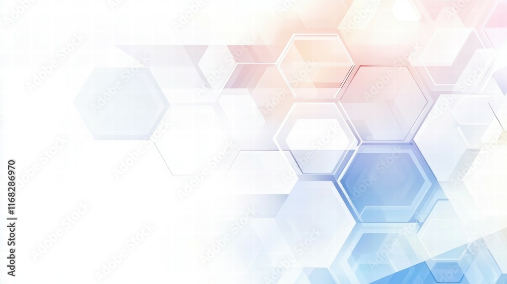 Poster Abstract geometric design with hexagons in soft colors for digital backgrounds.