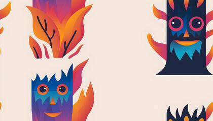 Naklejka premium Abstract Illustration of Fire and Trees