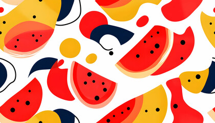 Abstract Watermelon Illustration Summer Fruit Pattern