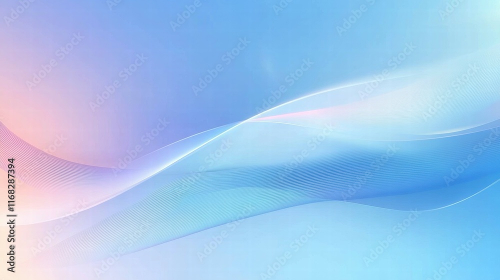 Poster a soft gradient background featuring smooth waves in blue and pink hues.